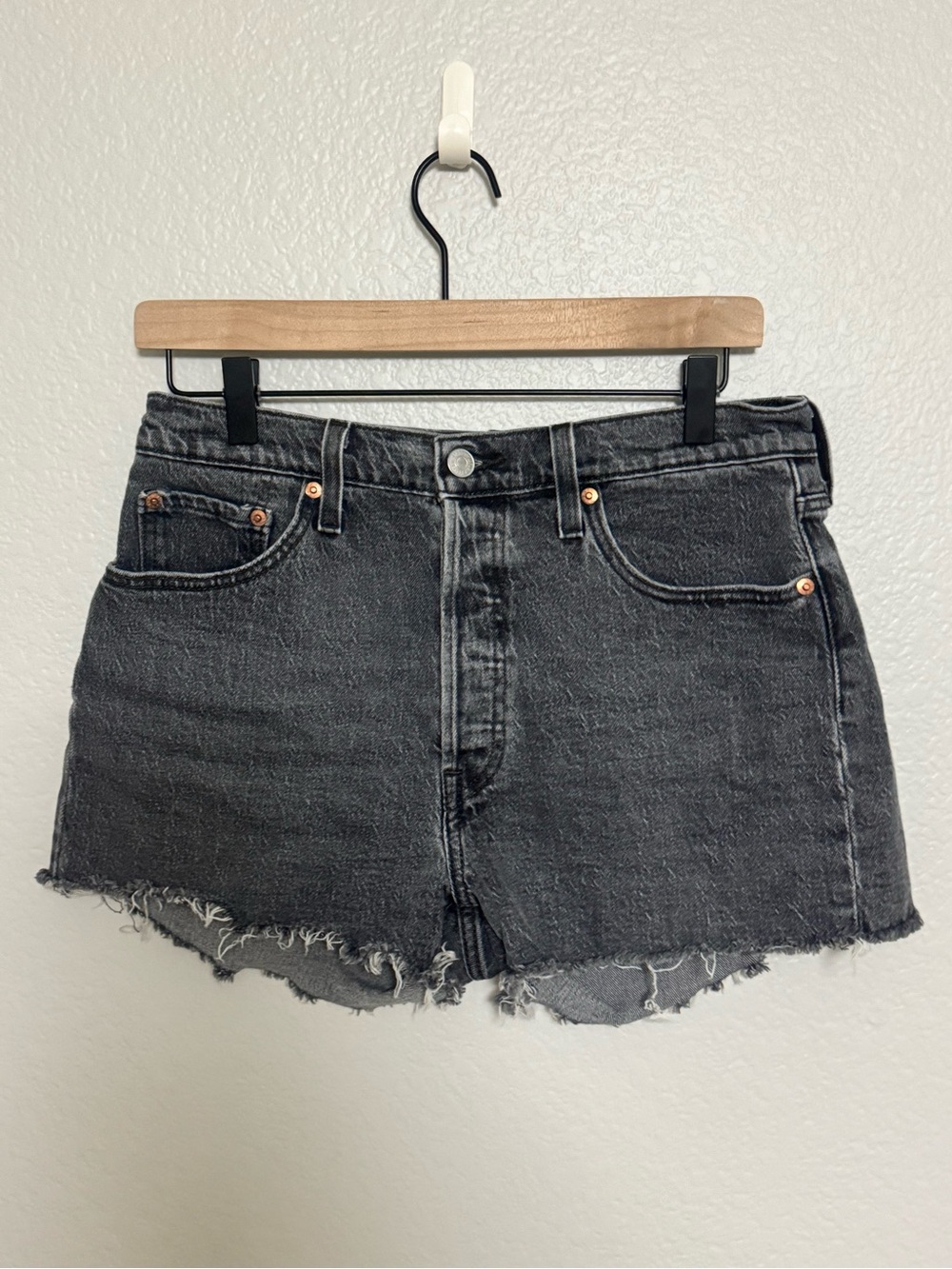 Levi's Black Washed Denim Cutoff Shorts